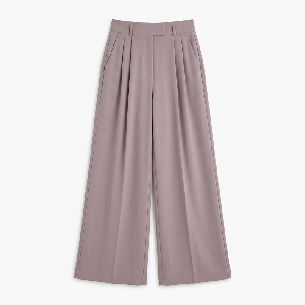 Qwecridj™ Wide-Leg Pleated Trousers – Gender-Neutral Tailored Pants, Relaxed High-Rise Slacks, Minimalist Workwear Bottoms