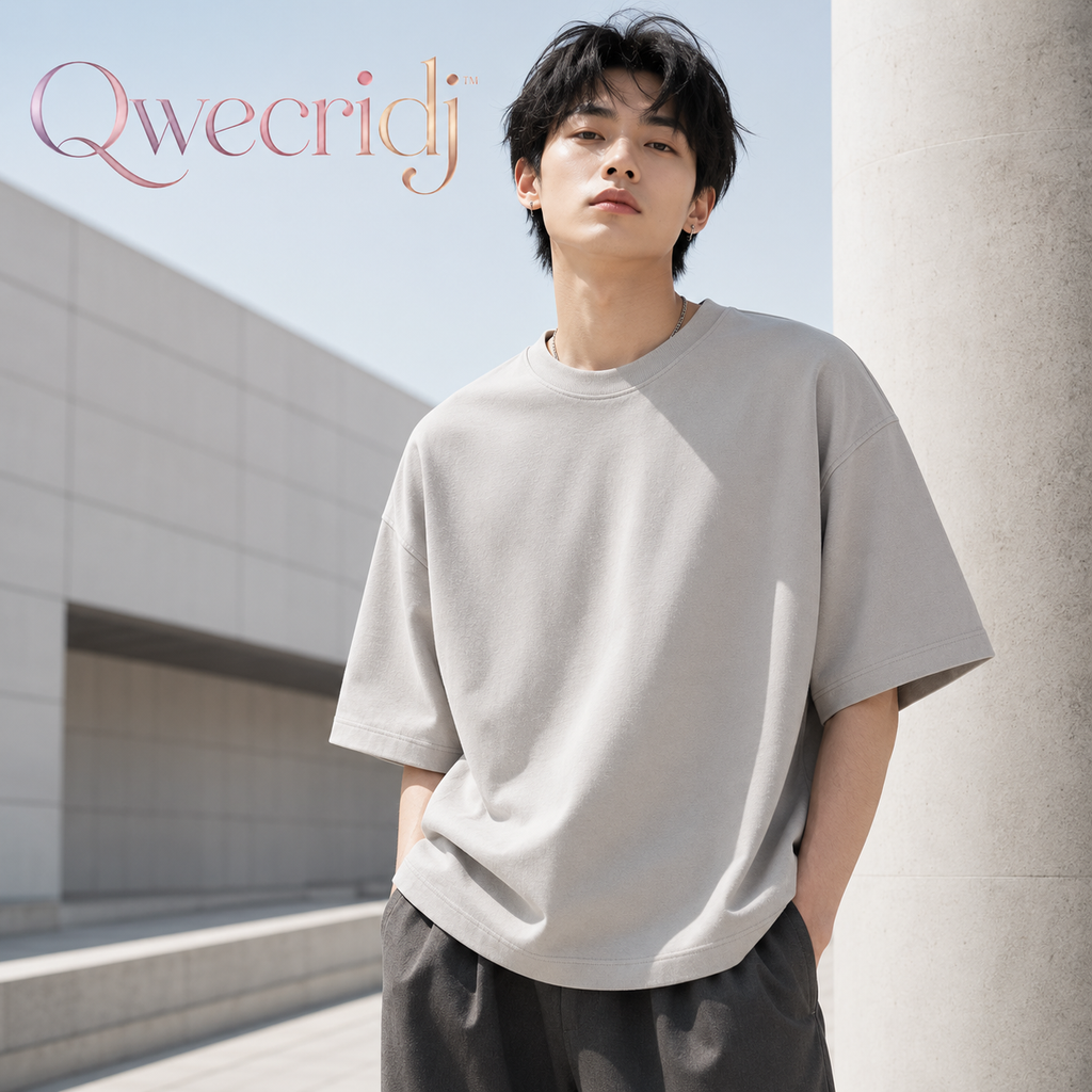 Qwecridj™ Heavyweight Oversized T-Shirt – Unisex Premium Cotton Crewneck Tee, Boxy Fit Minimalist Streetwear Top